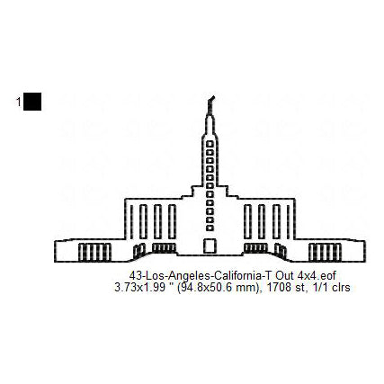 Los Angeles California LDS Temple Outline Machine Embroidery Digitized Design Files