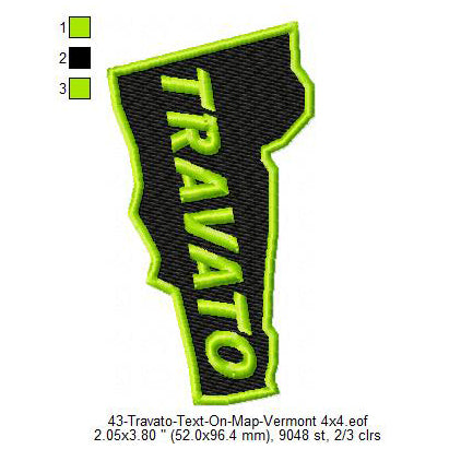Travato Vermont State Map Designs Machine Embroidery Digitized Design Files