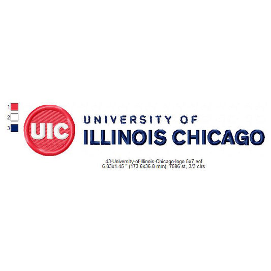 University of Illinois Chicago Logo Machine Embroidery Digitized Design Files