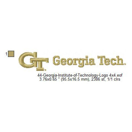 Georgia Institute of Technology Logo Machine Embroidery Digitized Design Files