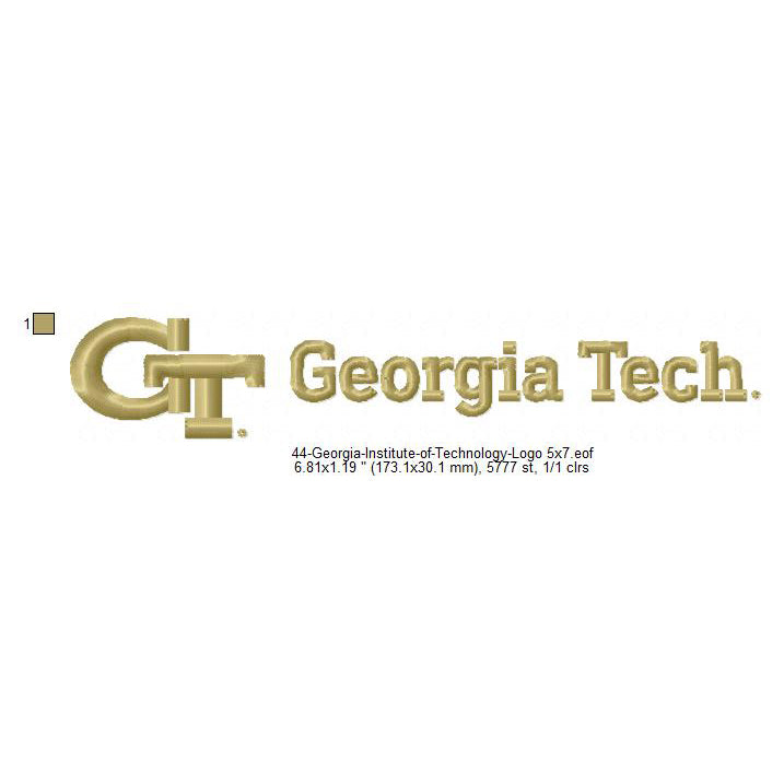 Georgia Institute of Technology Logo Machine Embroidery Digitized Design Files