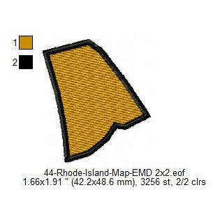 Rhode Island State Map Machine Embroidery Digitized Design Files