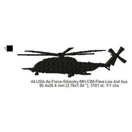 Sikorsky MH-53M Pave Low Aircraft Silhouette Machine Embroidery Digitized Design Files