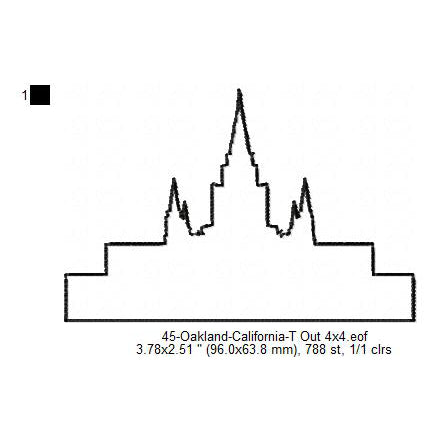 Oakland California LDS Temple Outline Machine Embroidery Digitized Design Files