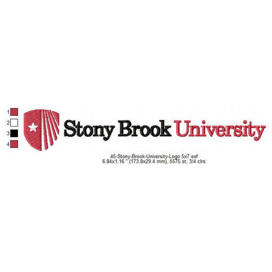 Stony Brook University Logo Machine Embroidery Digitized Design Files