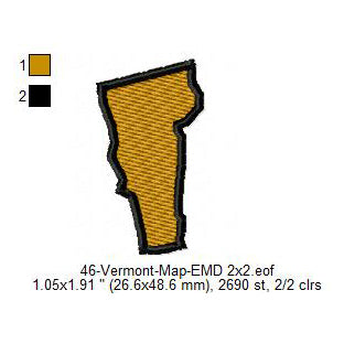 Vermont State Map Machine Embroidery Digitized Design Files