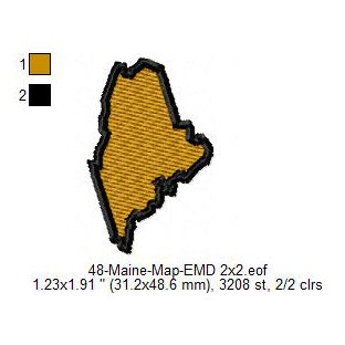 Maine Map State Map Machine Embroidery Digitized Design Files