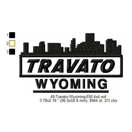 Travato Wyoming State Designs Machine Embroidery Digitized Design Files