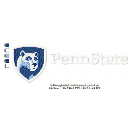 Pennsylvania State University Logo Machine Embroidery Digitized Design Files