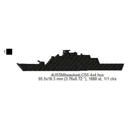 USS Milwaukee LCS-5 Ship Silhouette Machine Embroidery Digitized Design Files