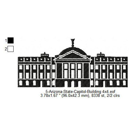 Arizona State Capitol Building Silhouette Machine Embroidery Digitized Design Files