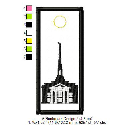 Richmond Virginia LDS Temple Bookmark Machine Embroidery Digitized Design Files