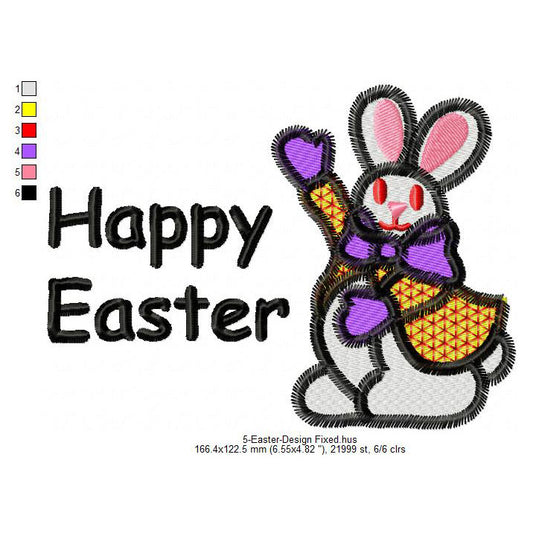 Happy Easter Day Rabbit Bunny Hare Machine Embroidery Digitized Design Files