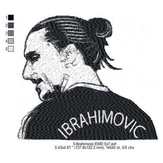 Zlatan Ibrahimovic Swedish Football Player Machine Embroidery Digitized Design Files
