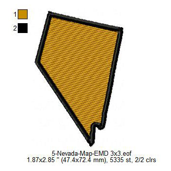 Nevada State Map Machine Embroidery Digitized Design Files