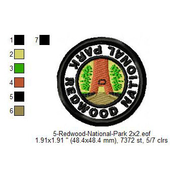 Redwood National Park Merit Badge Machine Embroidery Digitized Design Files