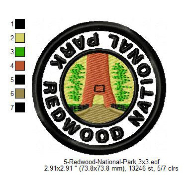Redwood National Park Merit Badge Machine Embroidery Digitized Design Files