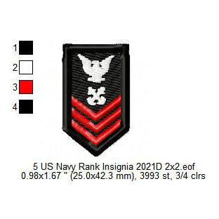 Petty Officer First Class PO1 Insignia Patch Machine Embroidery Digitized Design Files