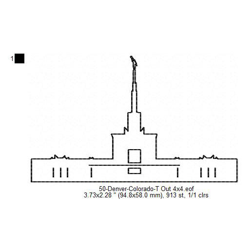 Denver Colorado LDS Temple Outline Machine Embroidery Digitized Design Files