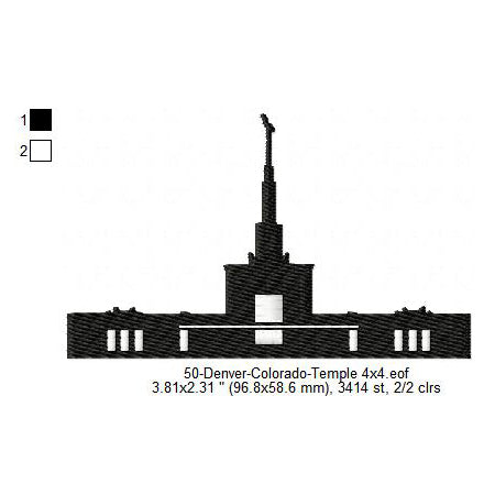 Denver Colorado LDS Temple Silhouette Machine Embroidery Digitized Design Files