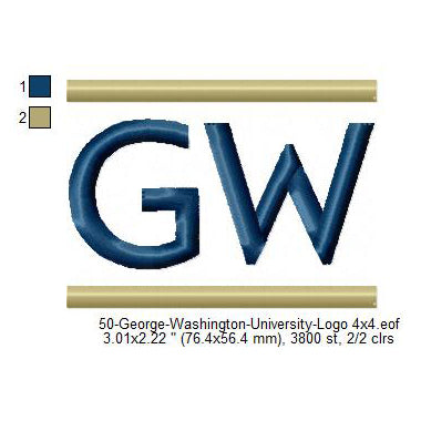 George Washington University Logo Machine Embroidery Digitized Design Files