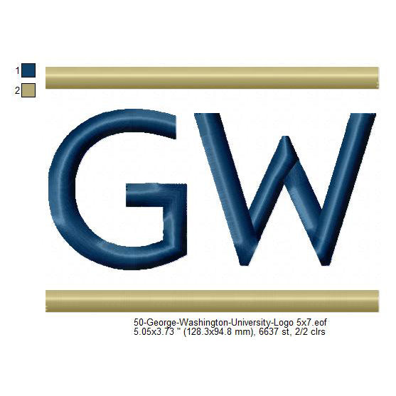 George Washington University Logo Machine Embroidery Digitized Design Files