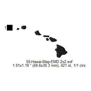 Hawaii State Map Machine Embroidery Digitized Design Files