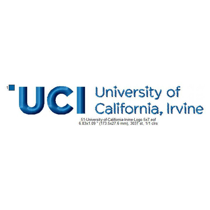 University of California Irvine Logo Machine Embroidery Digitized Design Files