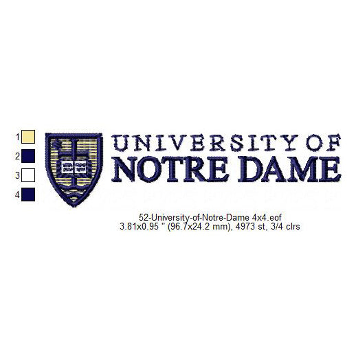 University of Notre Dame Logo Machine Embroidery Digitized Design Files