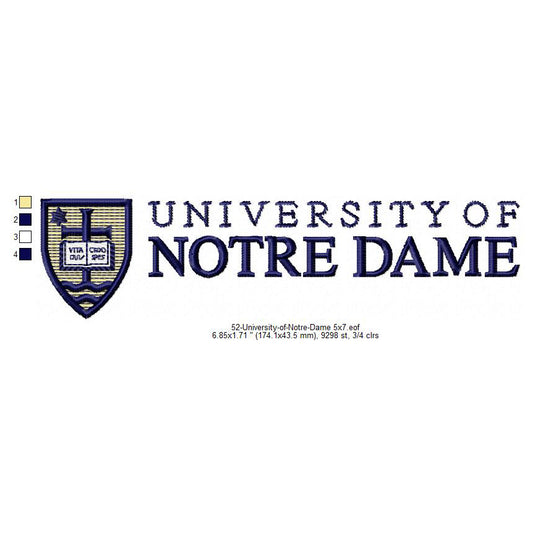 University of Notre Dame Logo Machine Embroidery Digitized Design Files