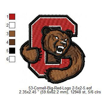 Cornell Big Red Logo Machine Embroidery Digitized Design Files