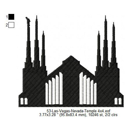 Las Vegas Nevada LDS Temple Silhouette Machine Embroidery Digitized Design Files