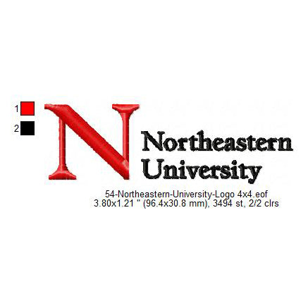 Northeastern University Logo Machine Embroidery Digitized Design Files