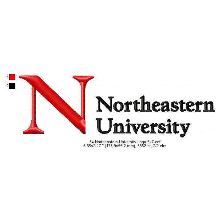 Northeastern University Logo Machine Embroidery Digitized Design Files