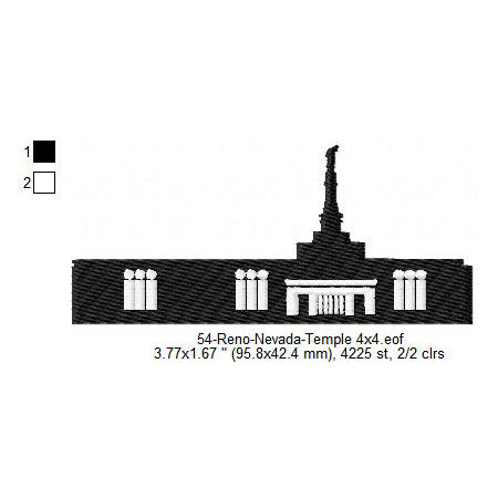 Reno Nevada LDS Temple Silhouette Machine Embroidery Digitized Design Files