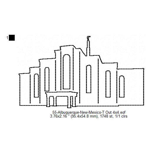 Albuquerque New Mexico LDS Temple Outline Machine Embroidery Digitized Design Files