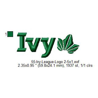 Ivy League Logo Machine Embroidery Digitized Design Files