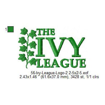 The Ivy League Schools Logo Machine Embroidery Digitized Design Files