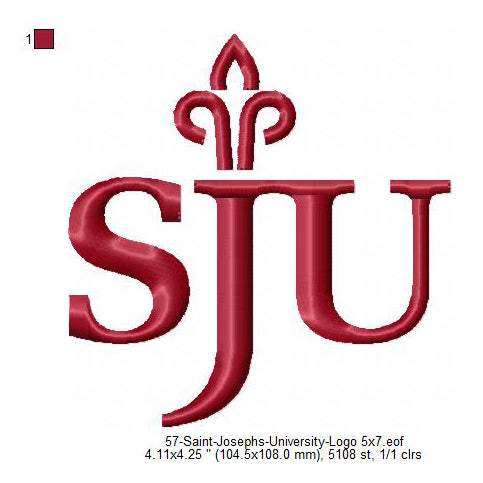 Saint Joseph's University Logo Machine Embroidery Digitized Design Files