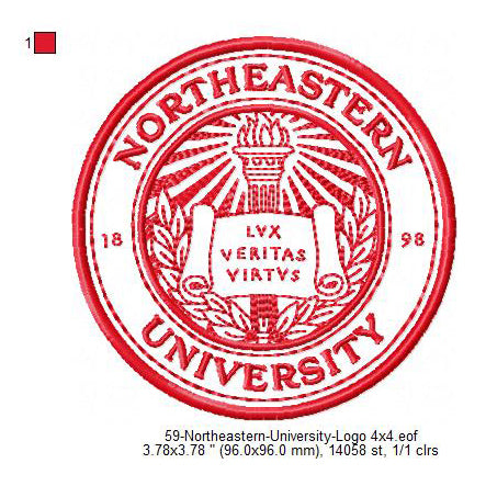 Northeastern University Logo Machine Embroidery Digitized Design Files