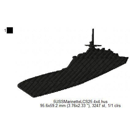 USS Marinette LCS-25 Ship Silhouette Machine Embroidery Digitized Design Files