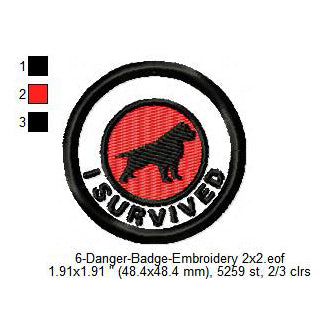 I Survived Pitbull Bull Dog Merit Adulting Badge Machine Embroidery Digitized Design Files