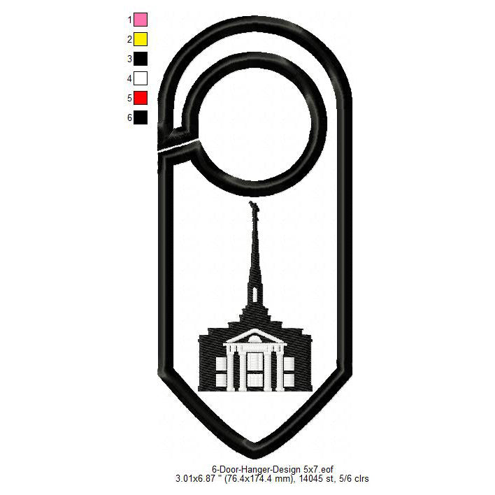 Richmond Virginia LDS Temple Door Hanger Patch Machine Embroidery Digitized Design Files