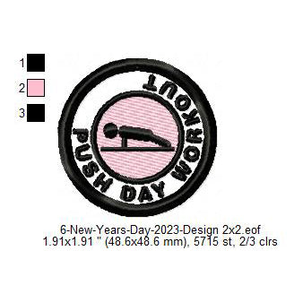 Push Day Workout Challenge Merit Badge Machine Embroidery Digitized Design Files