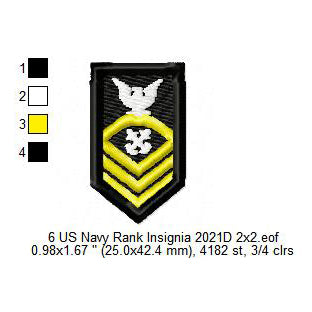 Chief Petty Officer CPO Insignia Patch Machine Embroidery Digitized Design Files