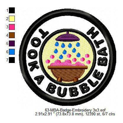 Took A Bubble Bath Daily Life Merit Adulting Badge Machine Embroidery Digitized Design Files