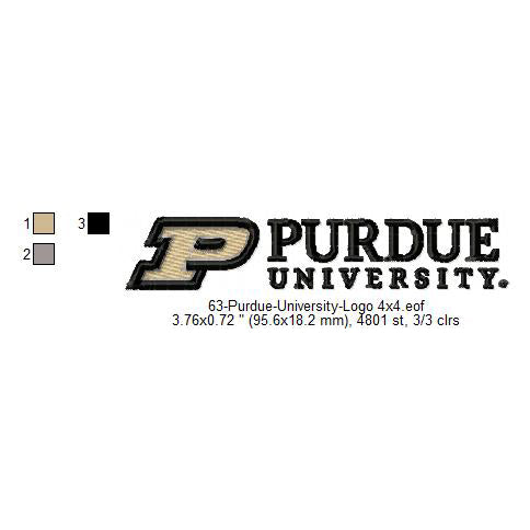 Purdue University Logo Machine Embroidery Digitized Design Files