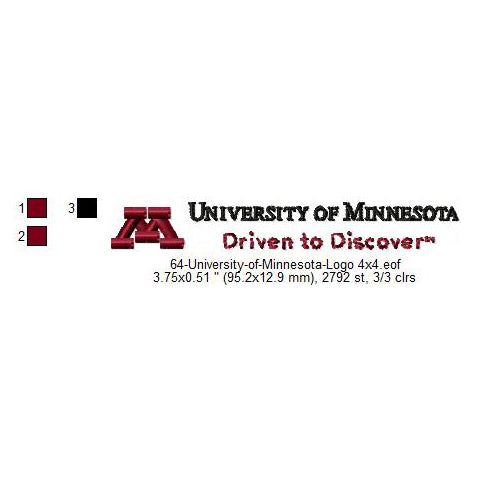 University of Minnesota Logo Machine Embroidery Digitized Design Files