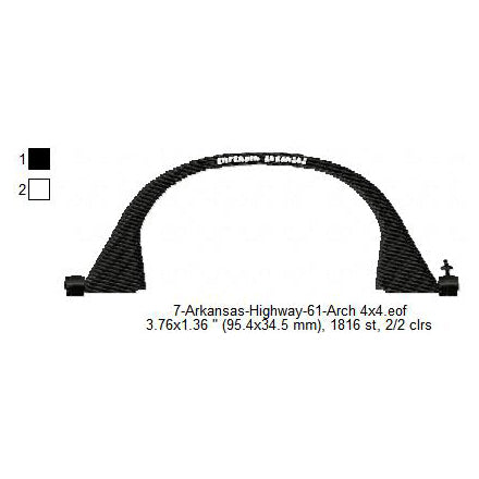 Arkansas Highway 61 Arch Silhouette Machine Embroidery Digitized Design Files