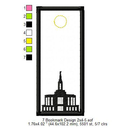 Pocatello Idaho LDS Temple Bookmark Machine Embroidery Digitized Design Files